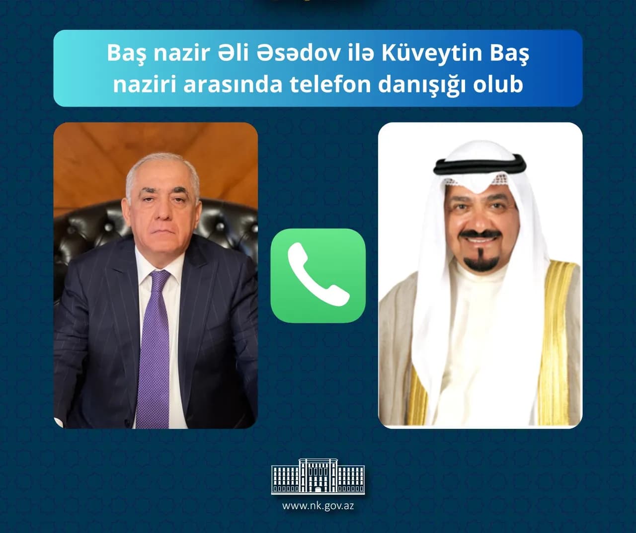 Əli Əsədov Küveyt Baş naziri ilə əlaqələri müzakirə edib